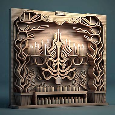 3D model Hanukiah Chanukiah Menorah (STL)